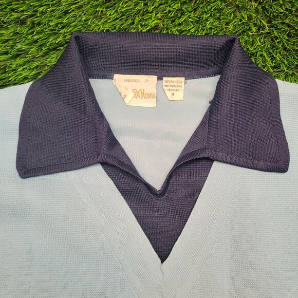 Vintage Marco Di Roma Dagger Collar Disco Shirt Womens Medium Stripe Textured - Picture 2 of 12